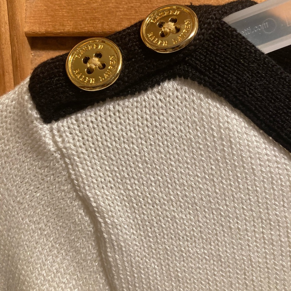 Lauren Ralph Lauren White & Black Knit Boatneck Sweater - Picture 7 of 16